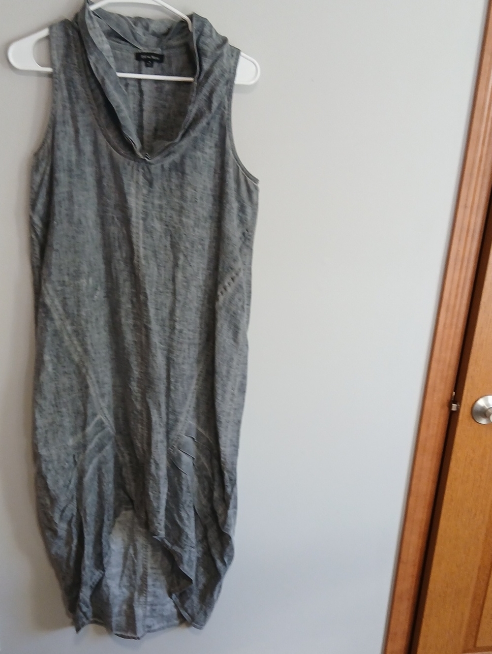 Athena Marie Sleeveless Gray Cowl Neck Midi Dress